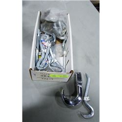 BOX OF TIRE CHAIN BOOMERS, HOOKS & MORE