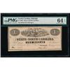 Image 1 : 1863 $1 State of North Carolina Note PMG 64EPQ