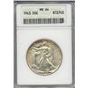 Image 1 : 1943 Walking Liberty Half Dollar Coin ANACS MS64