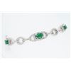 Image 4 : 14KT White Gold 2.50ctw Emerald and Diamond Bracelet