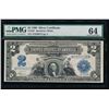 Image 1 : 1899 $2 Mini Porthole Silver Certificate PMG 64