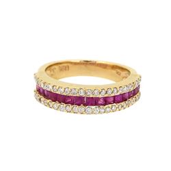 14KT Yellow Gold 1.08ctw Ruby and Diamond Ring