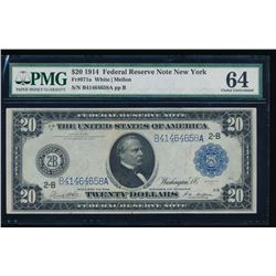 1914 $20 New York Federal Reserve Note PCGS 64