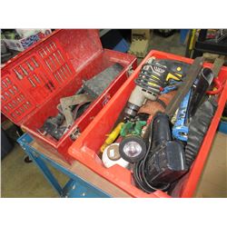 Mastercraft Toolbox and Red Bin full of Assorted Tools