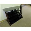 Image 2 : 4 Shelf Wood and Glass TV Entertainment Unit / glass has some scrathes
