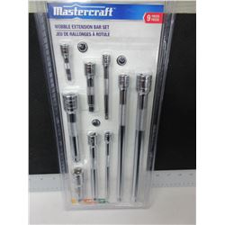 New 9 piece Mastercraft wobble Extension Bar set / 1/4 - 3/8 & 1/2" drives