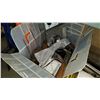 Image 1 : WHITE BOX WITH CLOCK, PROPANE HEATER, ELEMENT, KITCHEN ITEMS