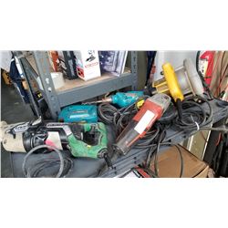 FIVE POWER TOOLS, 2 MAKITA, MILWAUKEE DEWALT AND HITACHI