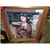 Image 1 : PRINT OF LADY W/ BIRD ON ARM IN GOLD GUILDED FRAME