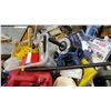 Image 2 : WOOD CRATE W/ SHOP SUPPLIES, NEW SPRAY GUN, 2 SAW BLADES NEW IN PACKAGE