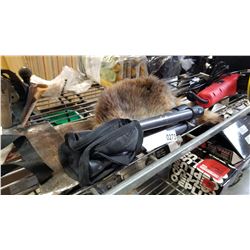 AXE, FOLDING STOOL AND DAVEY CROCKET HAT