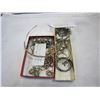 Image 1 : TRAY OF STERLING AND HOOP EARRINGS AND TRAY OF VINTAGE BUTTERFLY JEWELRY