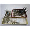 Image 1 : 2 TRAYS OF ASSORTED ELEPHANT BRACELETS AND NECKLACES AND ASSORTED JEWELRY KEYS