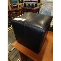 SMALL BLACK LEATHER OTTOMAN
