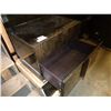 Image 2 : NEW PAIR ULTRA MODERN DARK WOOD GRAIN 2 DRAWER NIGHT STANDS, WITH HEADBOARD AND FOOTBOARD