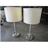 Image 2 : PAIR OF BRUSHED METAL TABLE LAMPS