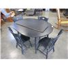 Image 2 : ROUND BLACK PAINTED DINING TABLE W/ 4 CHAIRS AND 2 LEAFS