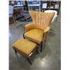 Image 2 : VINTAGE WINGBACK CHANNEL BACK CHAIR AND FOOT STOOL