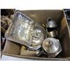 Image 1 : BOX OF SILVER PLATE SERVING PIECES