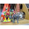 Image 1 : STONE CLOCK AND STONE BULL AND 2 CHICKEN CANDLE HOLDERS