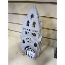 CAST IRON CHURCH CANDLE HOLDER