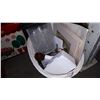 Image 2 : WHITE WICKER BASKET W/ ANTIQUES AND COLLECTIBLES W/ OUT DOOR LAMP