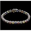 Image 1 : 11.30 ctw Multi Color Sapphire Bracelet - 14KT White Gold