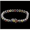 Image 2 : 11.30 ctw Multi Color Sapphire Bracelet - 14KT White Gold
