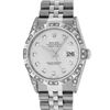 Image 2 : Rolex Mens Stainless Steel Silver Diamond Lugs & Pyramid Bezel Datejust Wristwat