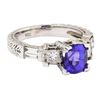 Image 1 : 2.31 ctw Tanzanite And Diamond Ring - 14KT White Gold