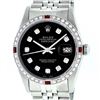 Image 2 : Rolex Mens Stainless Steel Black Diamond & Ruby 36MM Datejust Wristwatch