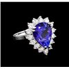 Image 1 : 9.00 ctw Tanzanite and Diamond Ring - 18KT White Gold