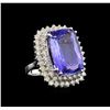 Image 1 : GIA Cert 21.48 ctw Tanzanite and Diamond Ring - 14KT White Gold