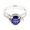 2.96 ctw Sapphire and Diamond Ring - 18KT White Gold
