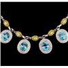 42.82 ctw Blue Zircon and Diamond Necklace - 14-18KT White And Yellow Gold