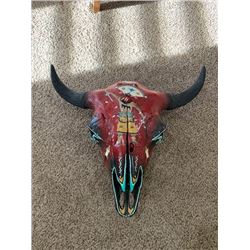 Painted American Bison Skull