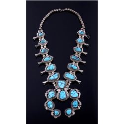 Singed Navajo Morenci Turquoise Squash Blossom