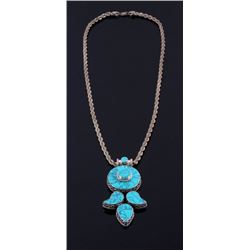 Lone Mountain Spider Web Turquoise Necklace