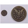 Image 2 : LOT OF TWO COINS- MORGAN DOLLAR AND HALF DIME