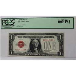 1928 FR 1500 $1 LEGAL TENDER RED SEAL PCGS 66PPQ