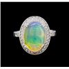 Image 2 : 3.50 ctw Opal and Diamond Ring - 14KT White Gold