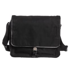 Prada Black Nylon Leather Trim Messenger Bag