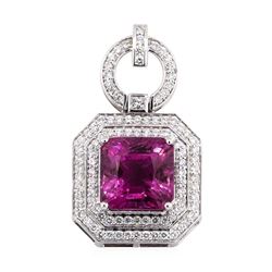 17.63 ctw Pink Tourmaline And Diamond Pendant - 14KT White Gold