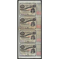 Uncut Sheet of (4) State of Louisiana Baby Bond Obsolete Notes