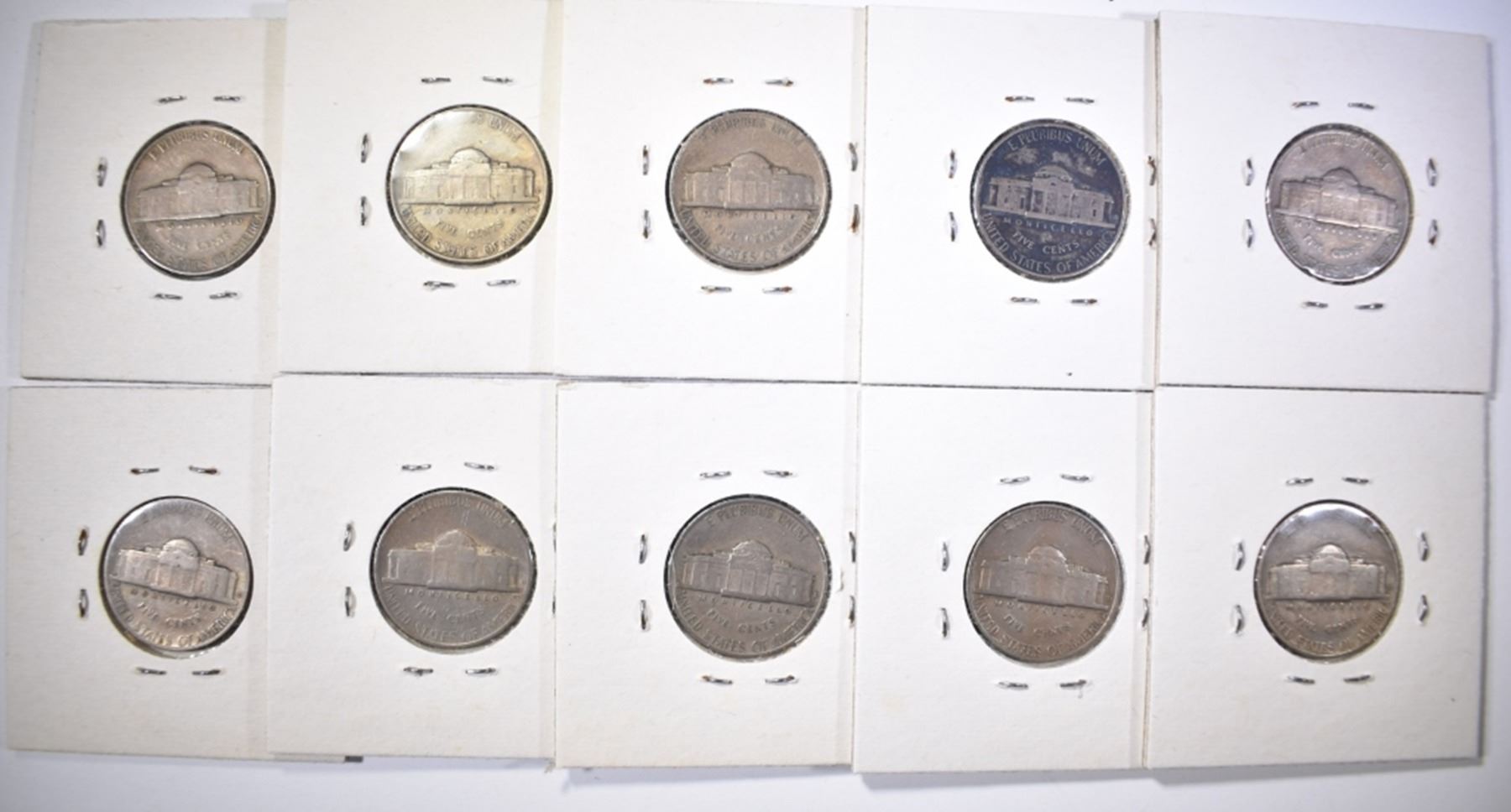 (10) 1939-D NICKELS FINE KEY DATE