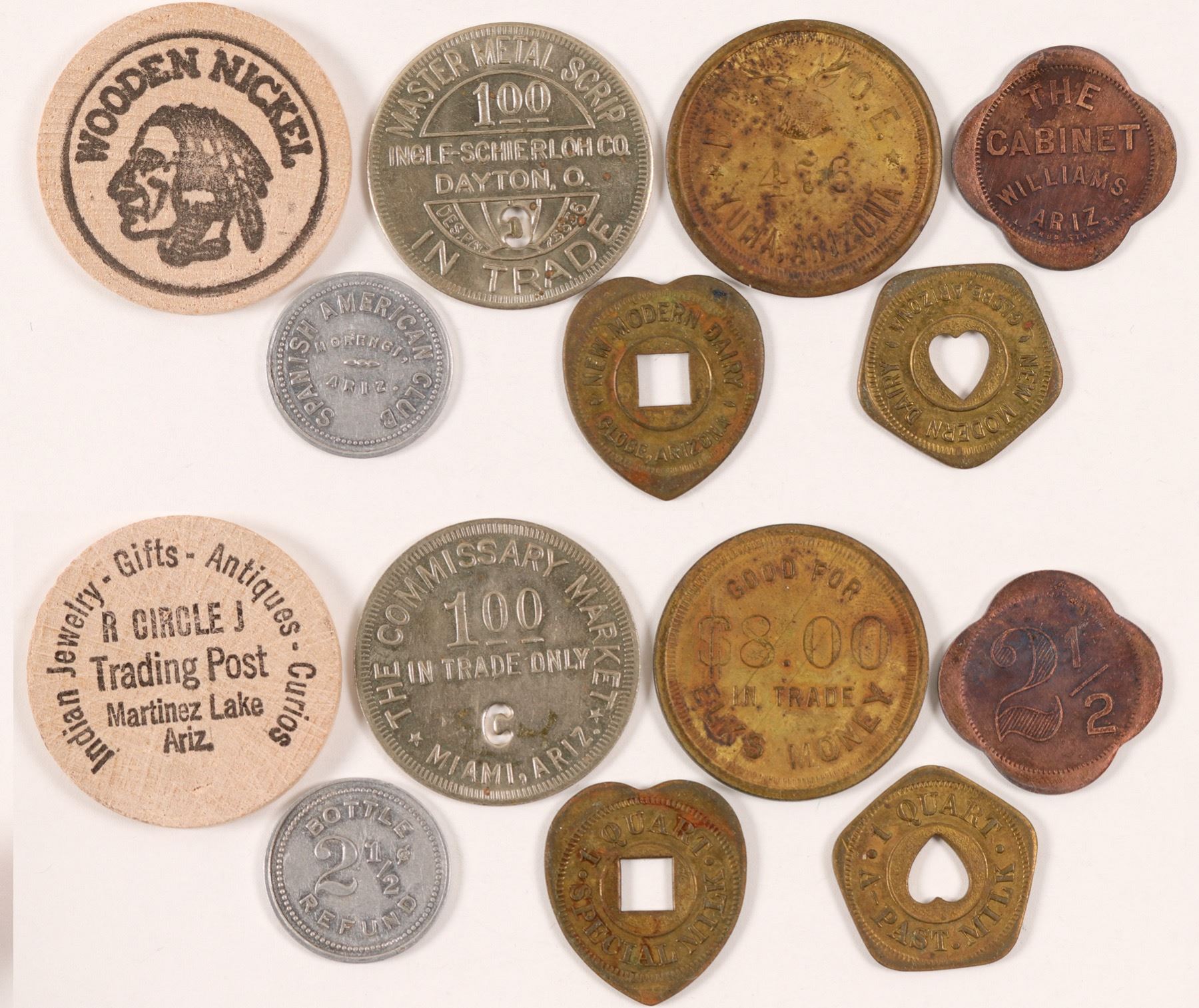 Seven Arizona Tokens (89016) - Holabird Western Americana Collections