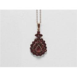 Antique Bohemian Garnet Pendant and Chain