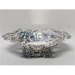 British Sterling Cut Work Footed Bowl