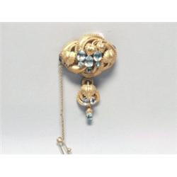 Antique Fine Gold & Aquamarine Brooch