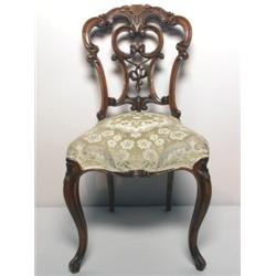 Antique French Carved Wood Side Chair